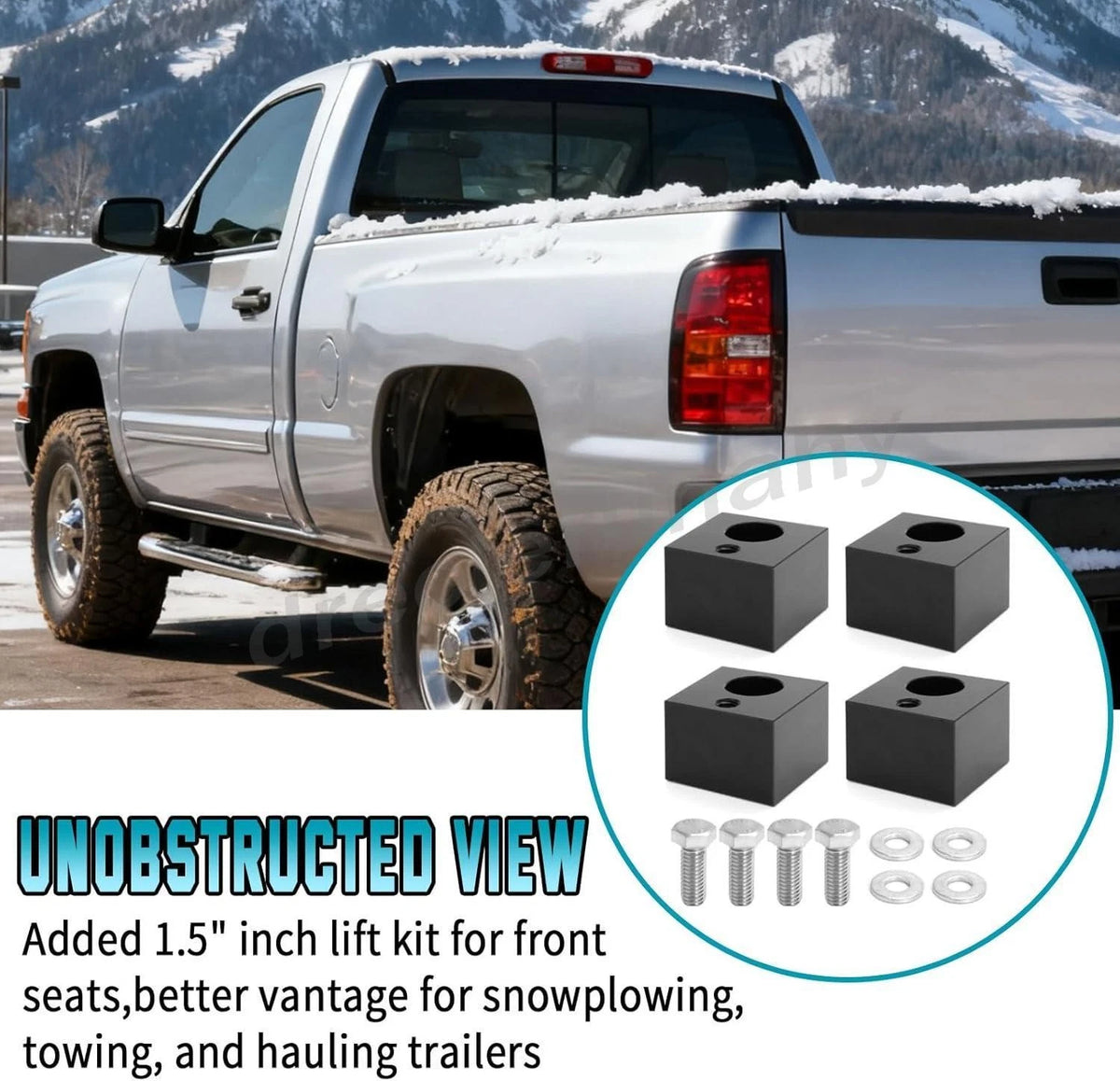 Front Driver Seat Spacer Riser Lift Kit for Chevy GMC Silverado Sierra (1999–2013)