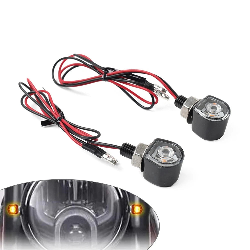 2X Mini Motorcycle Turn Signals Indicator Amber Blinker Light Universal