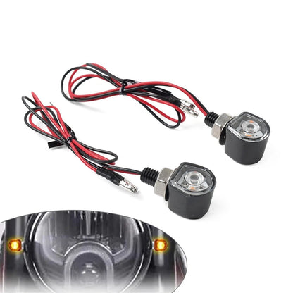 2X Mini Motorcycle Turn Signals Indicator Amber Blinker Light Universal