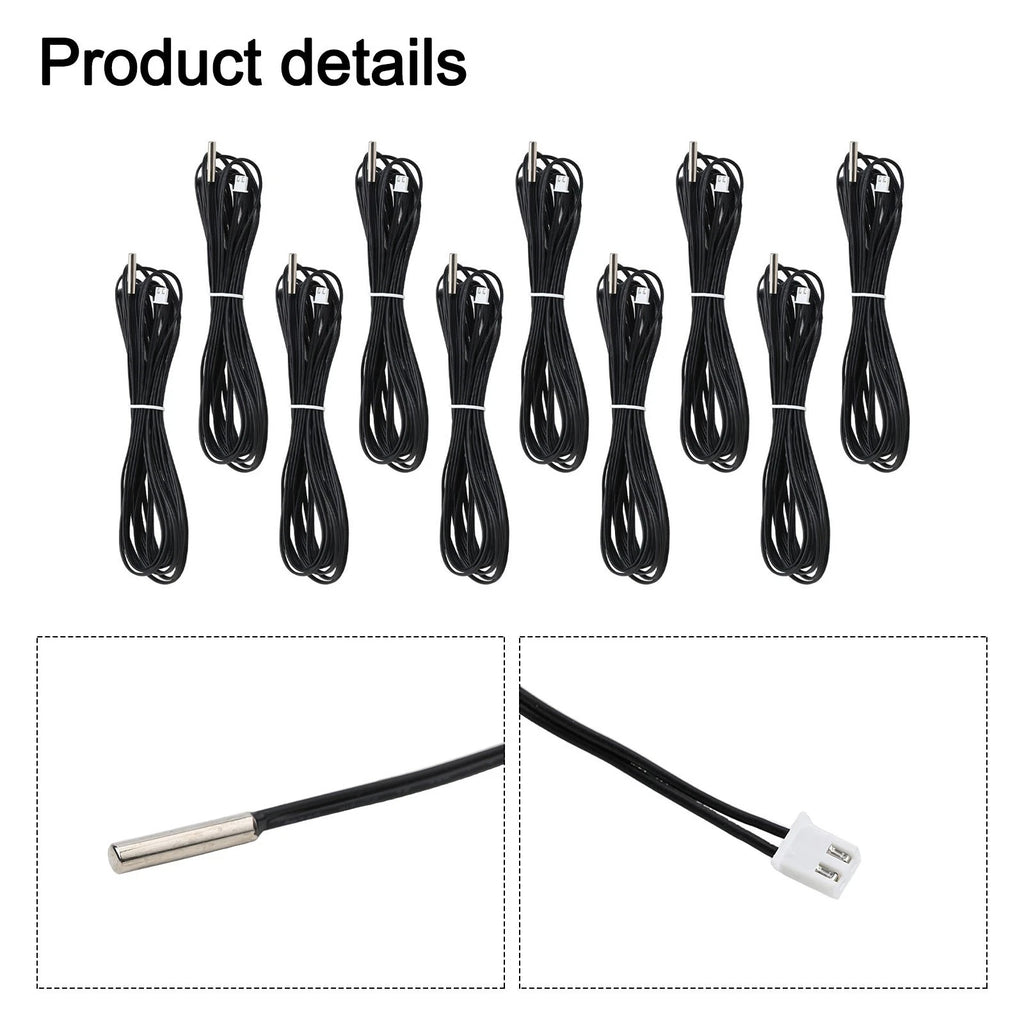 10Pcs 10K Ohm Thermistor Temperature Sensor Probe for Universal Applications
