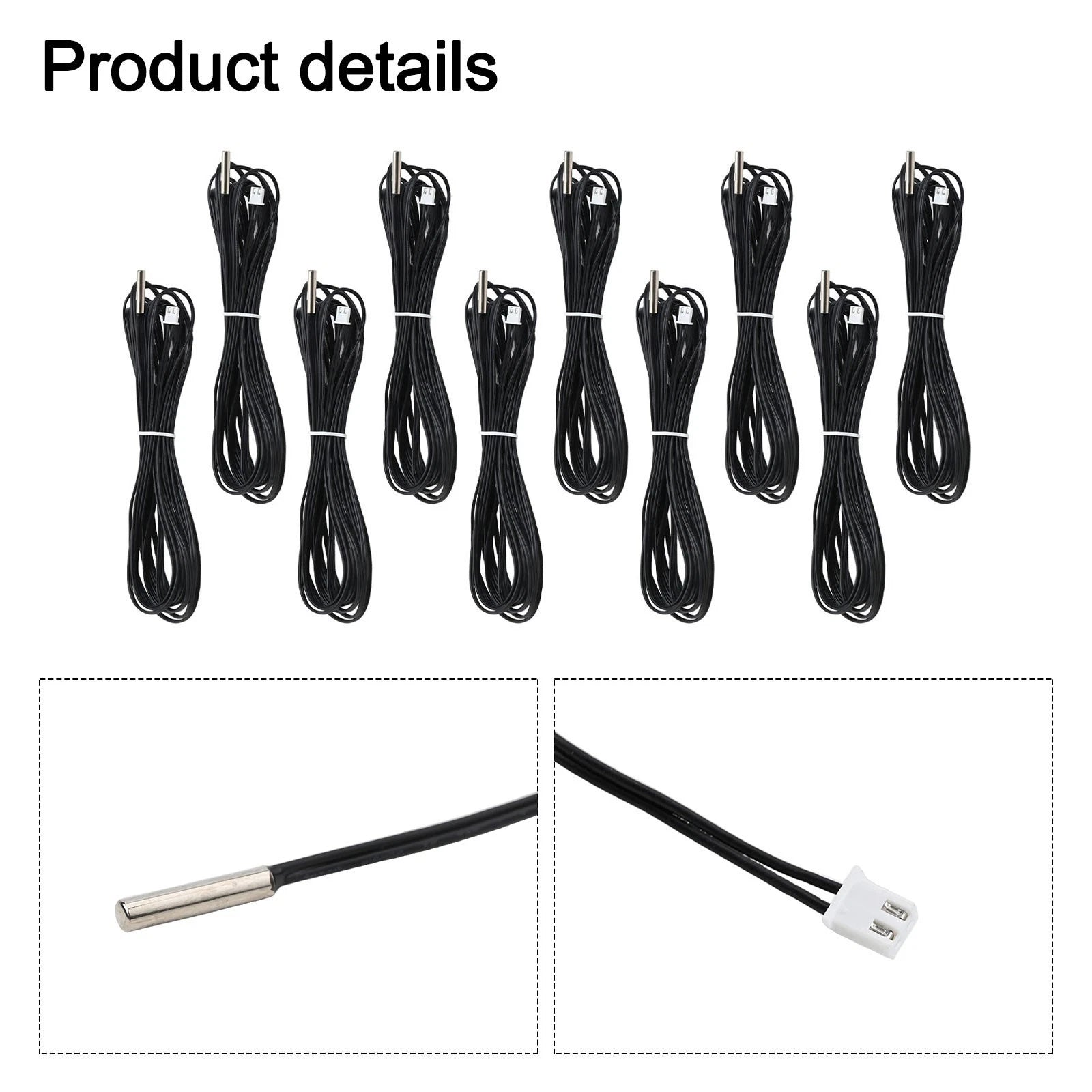 10Pcs 10K Ohm Thermistor Temperature Sensor Probe for Universal Applications