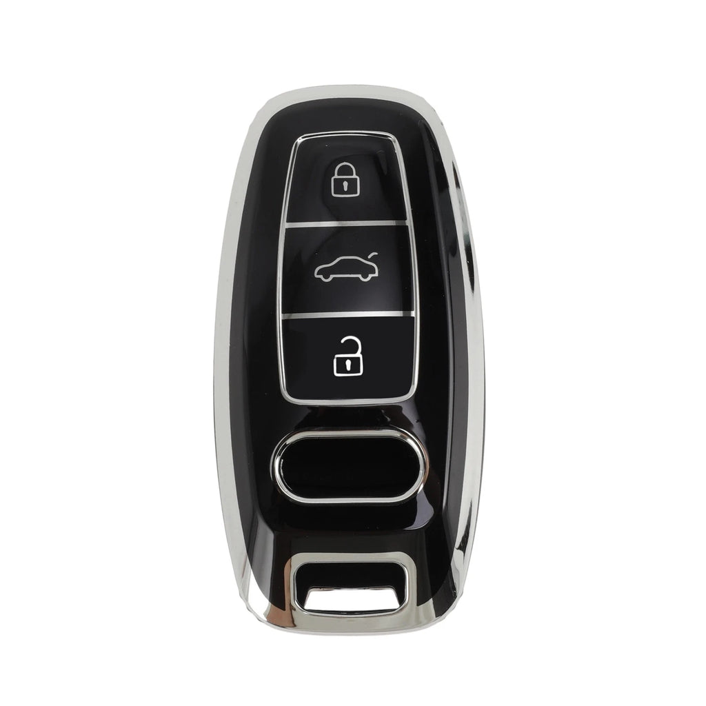 TPU Smart Key Case Black Silver for Audi A1 with 3 Buttons (2010–2018)