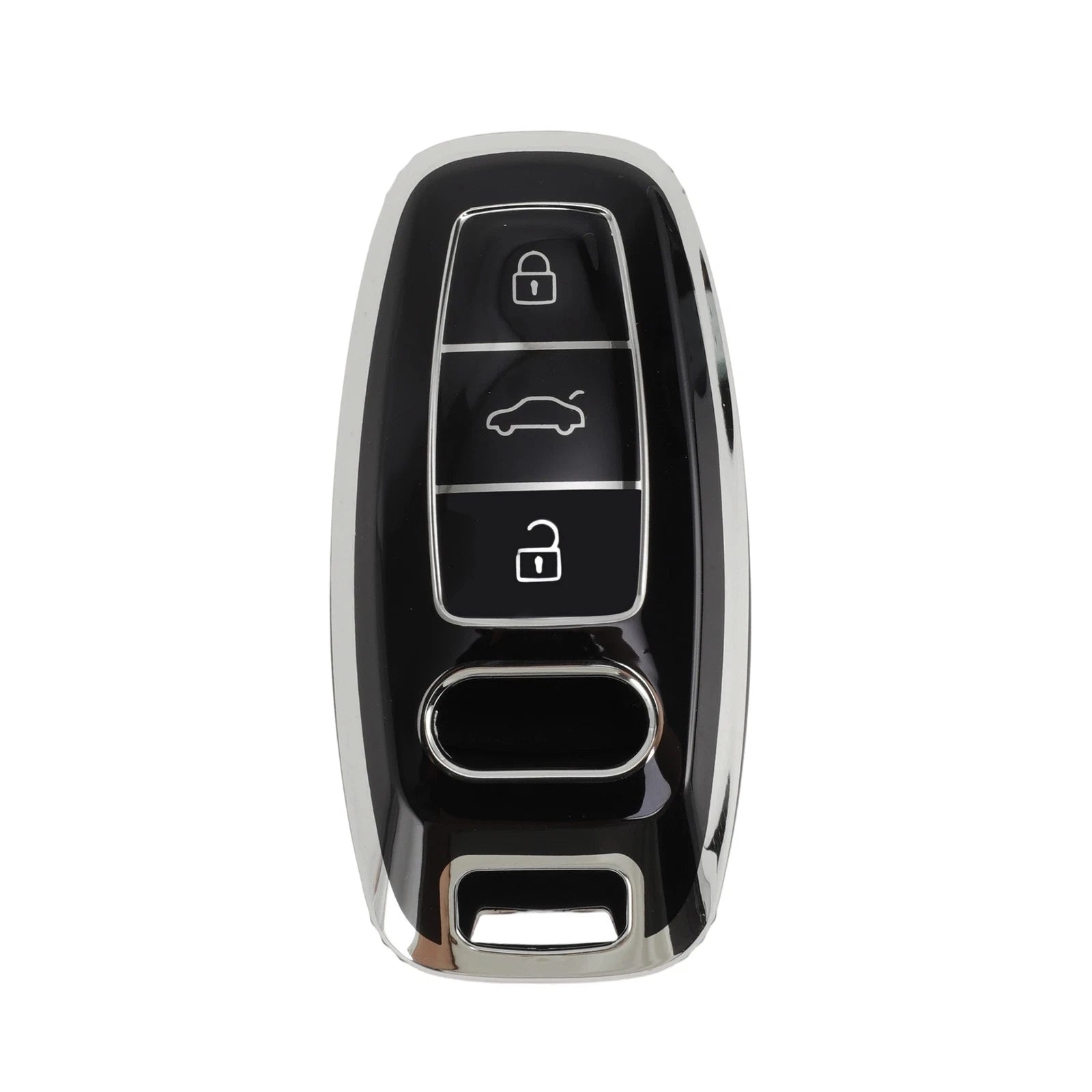 TPU Smart Key Case Black Silver for Audi A1 with 3 Buttons (2010–2018)