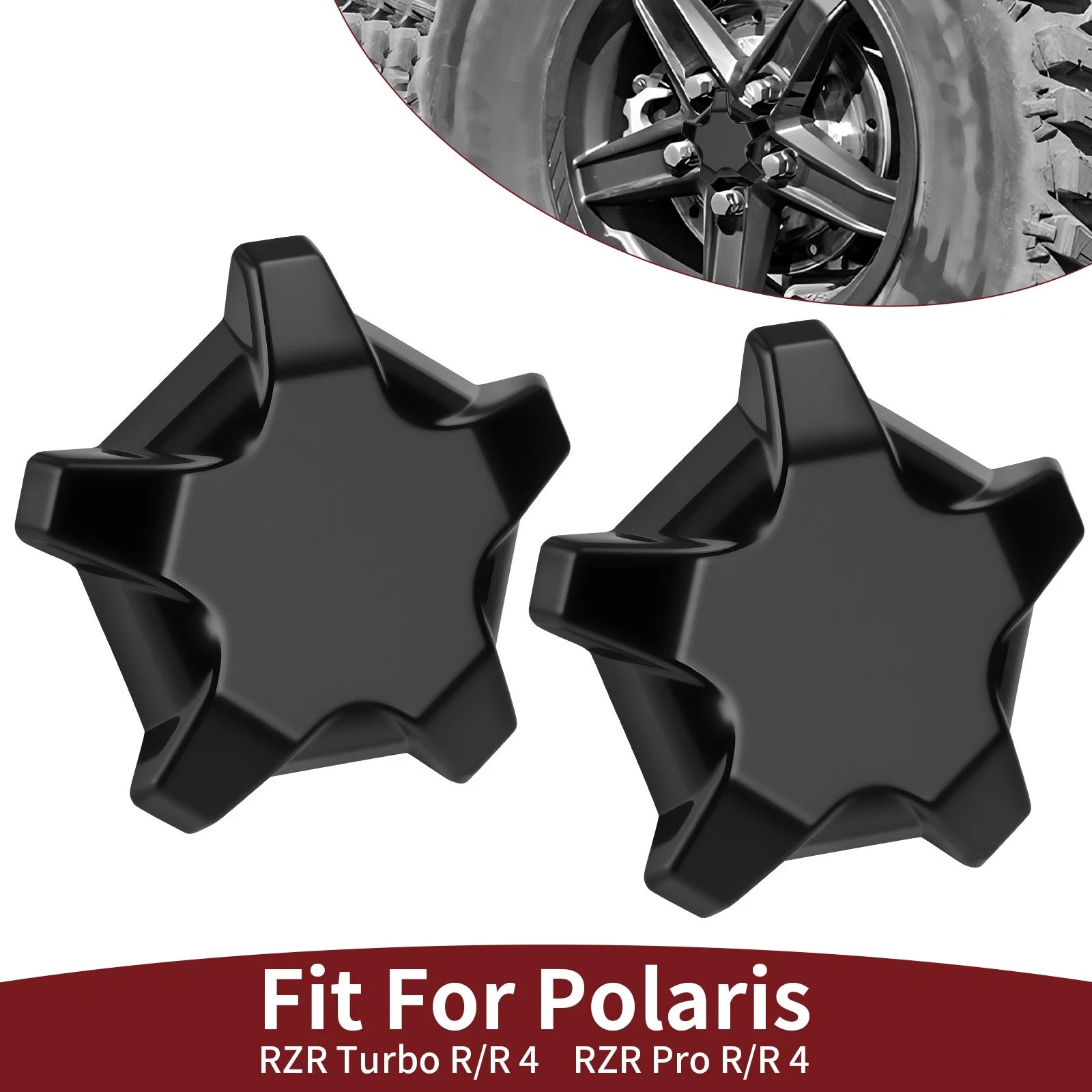 Set of 4 Rim Caps for Polaris RZR Turbo R (2022–2024) 1523842-744 Matte Flash Black