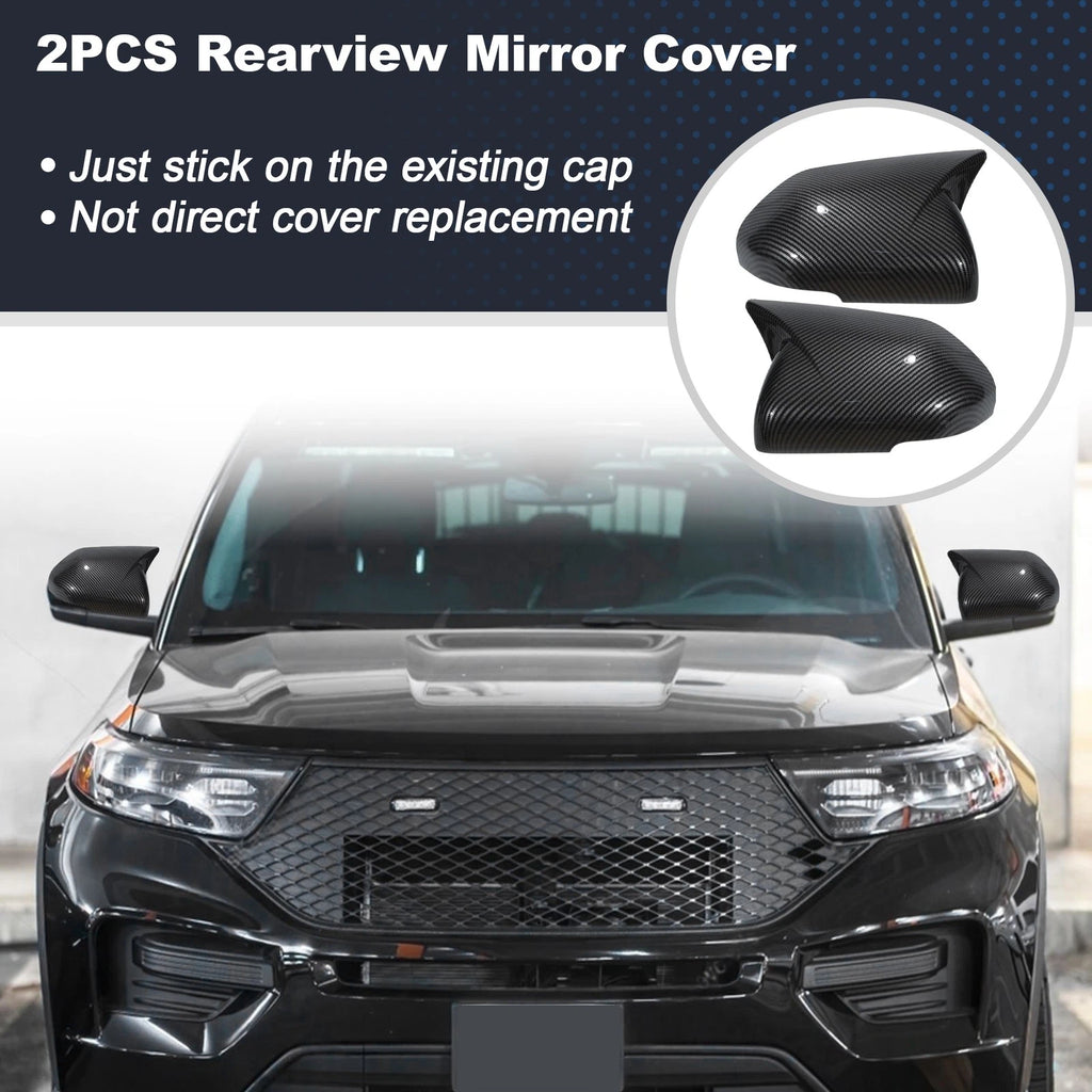 2PCS Left Right Side Ox Horn Rearview Mirror Cover for Ford Explorer (2020–2024)