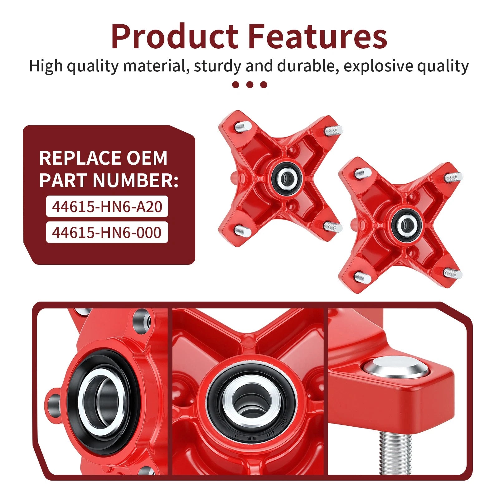 Set of 2 Red Wheel Hubs 44615-HN6-A20 for Honda Sportrax 250 (2001–2008)
