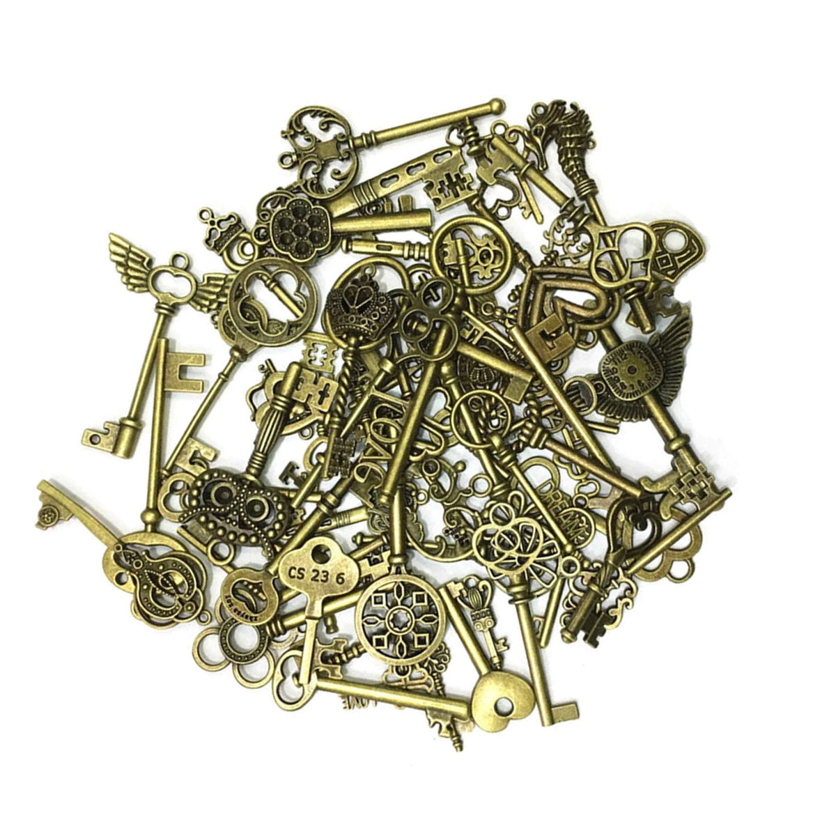 69PCS Vintage Skeleton Keys Set - Unique Shapes, Heart & Crown Design