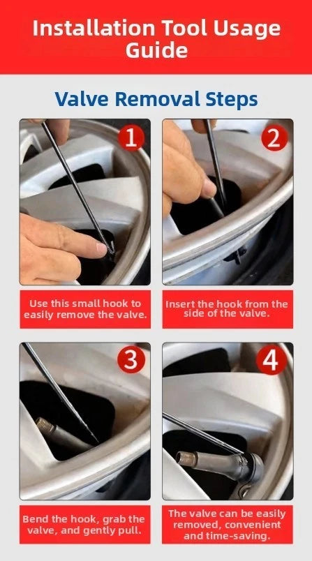 4X Valve Stem Tool Kit for Quick Tire Valve Installation and Removal