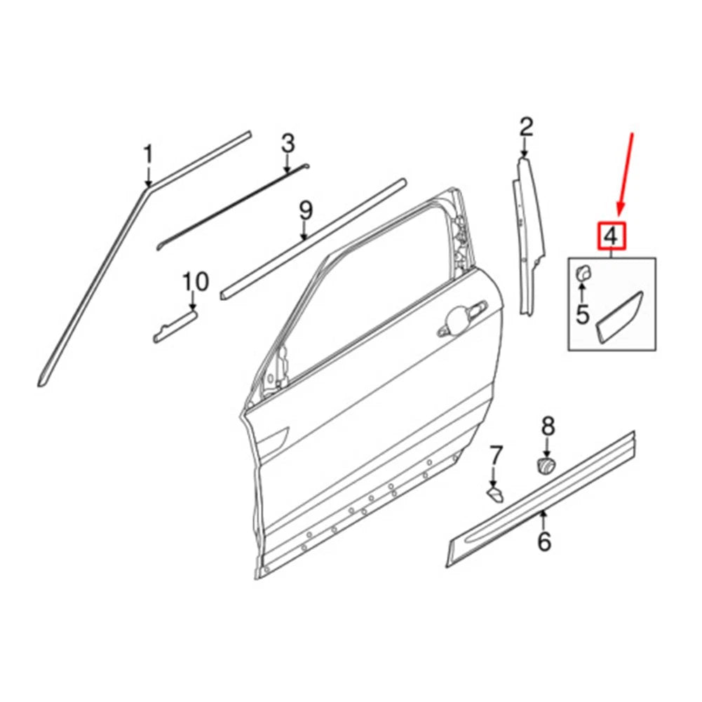 Front Door Upper Molding Trim for Land Rover Range Rover Evoque (2012–2021)