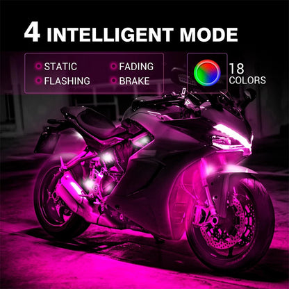 8pcs RGB Underglow LED Light Kit for Motorcycle (Fitment Specific)