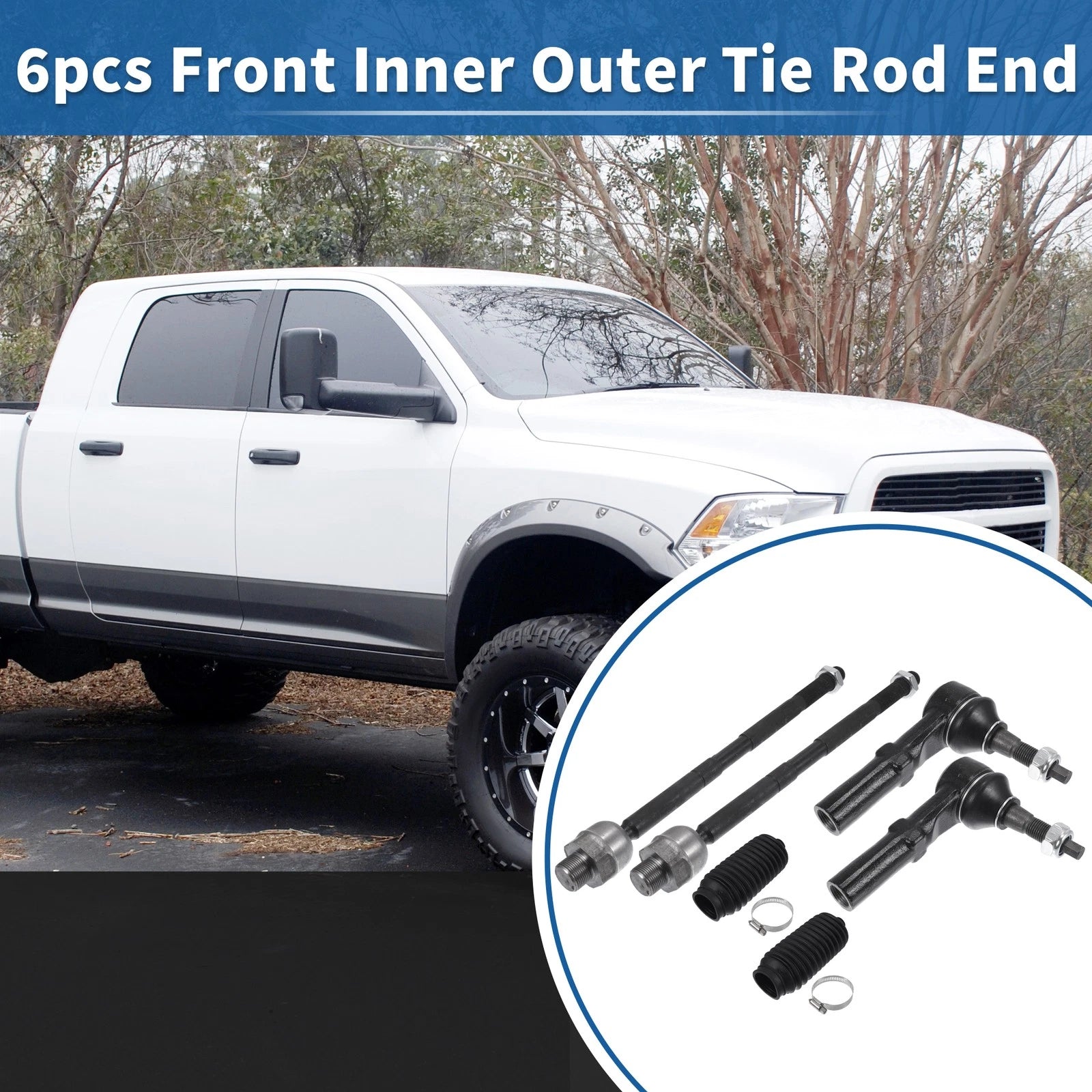 2pcs Front Outer Tie Rod End Links Kit for Dodge Ram 1500 (2006-2008) RWD