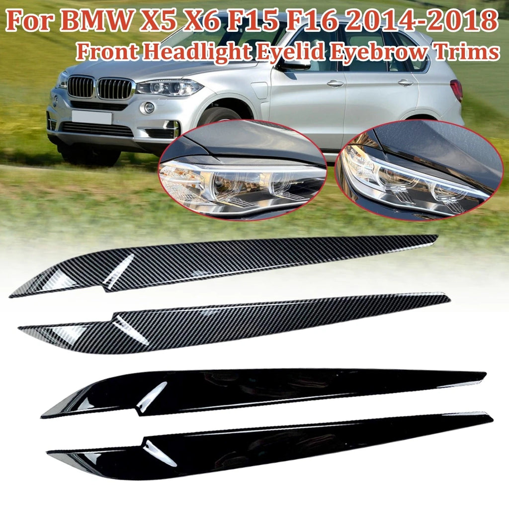 2X Headlight Eyelid Eyebrow Covers for BMW X5 X6 F15 F16 (2014–2018)