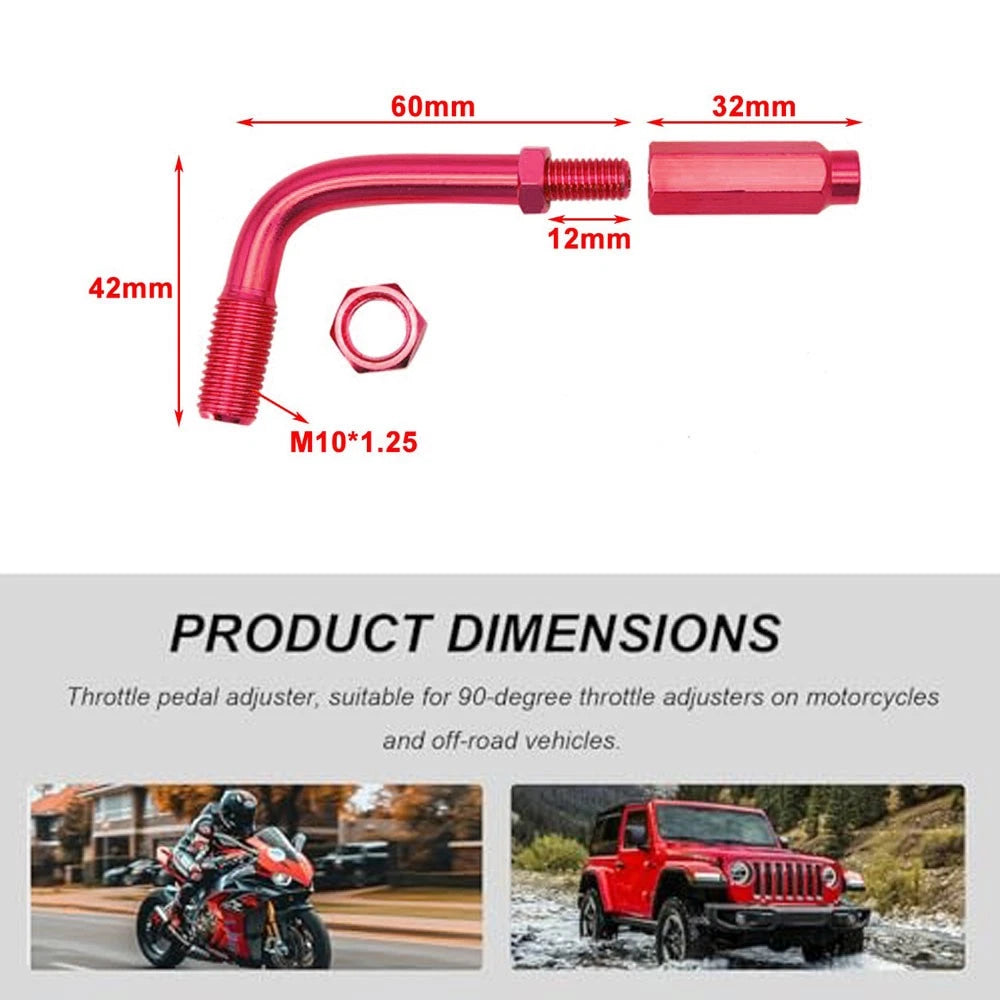 Throttle Cable Adjuster Tool for Motorcycle Dirt Bike (90 Degree, Aluminum, Red)