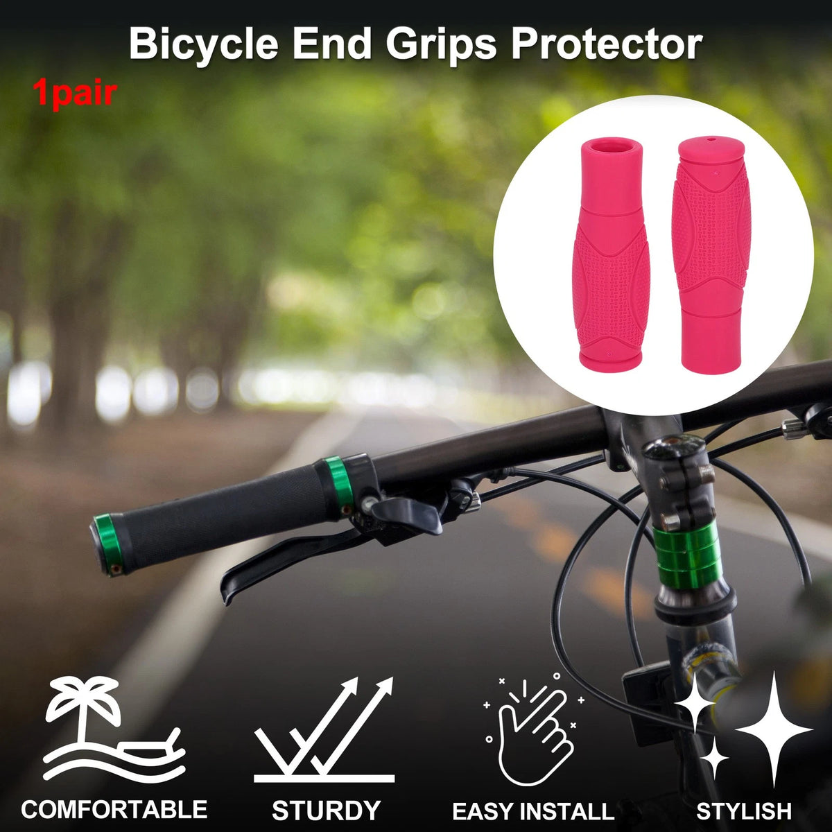 Bike Handlebar Grip Cover 125mm Non-Slip End Grips Protector for 1 Pair