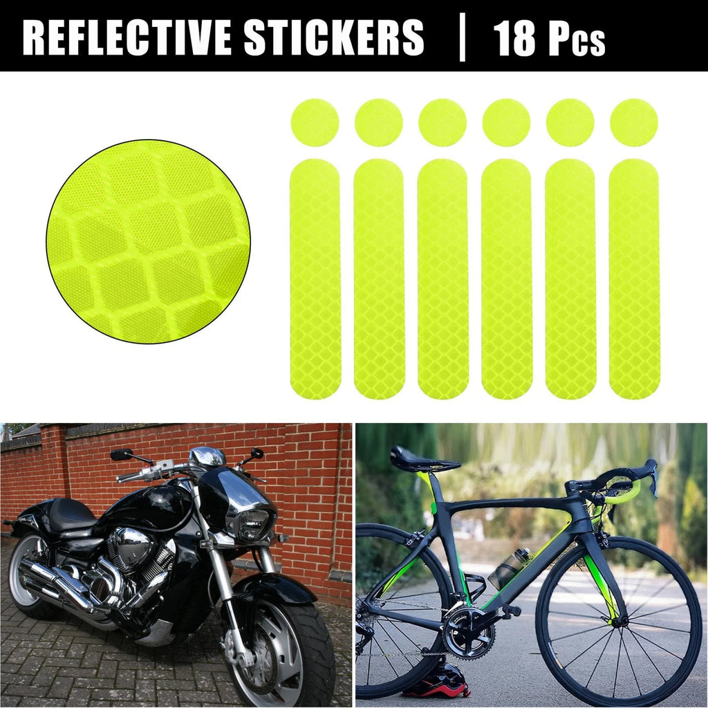 18pc Reflective Safety Stickers for Helmet Bicycle Motorcycle Green (PET)
