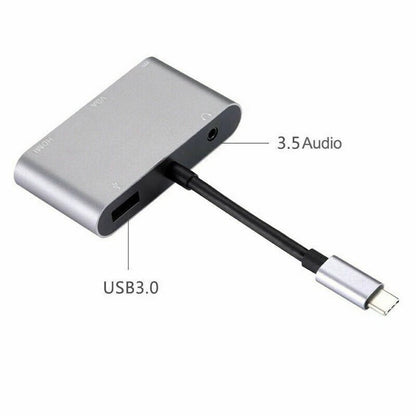 USB-C PD Adapter Hub for HDMI/VGA Devices (4K/1080P)