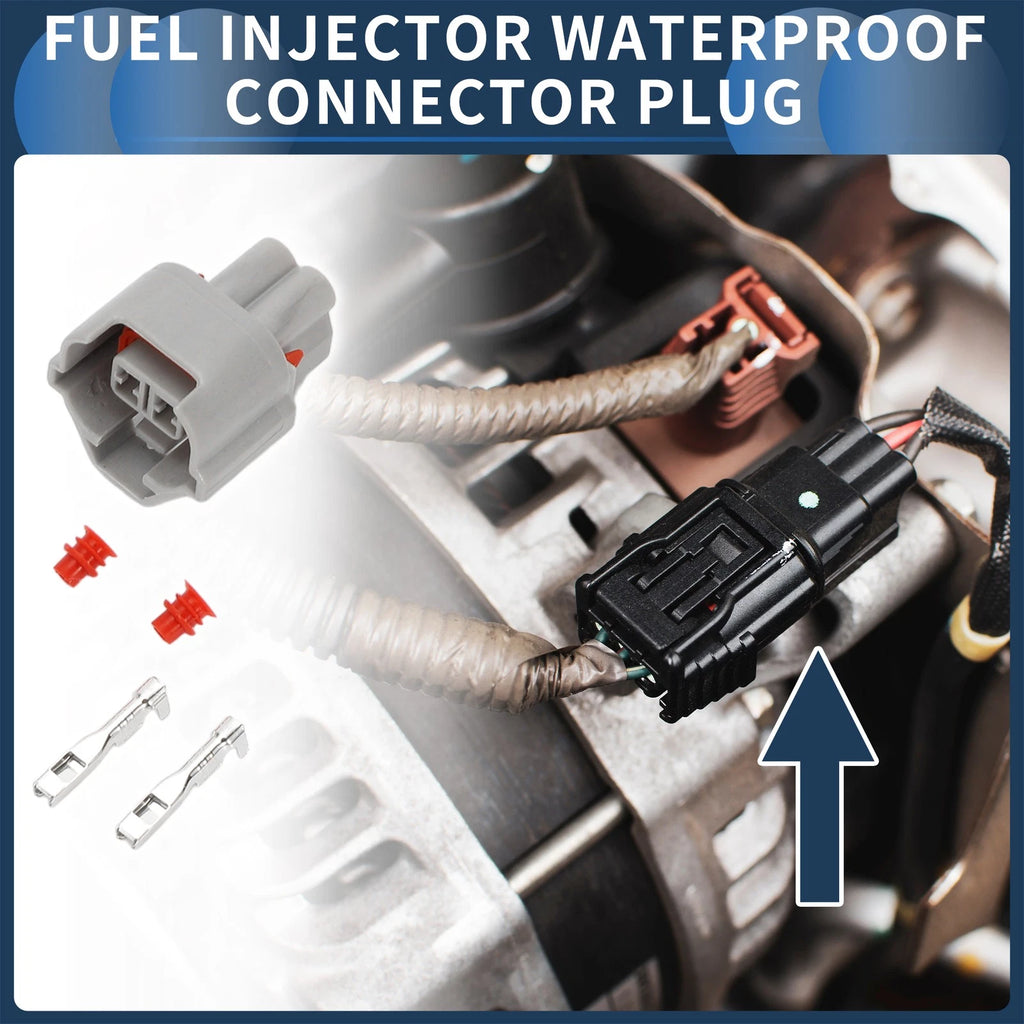 2 Pin Fuel Injector Waterproof Connector Plug for Nissan (Gray) (1 Set)
