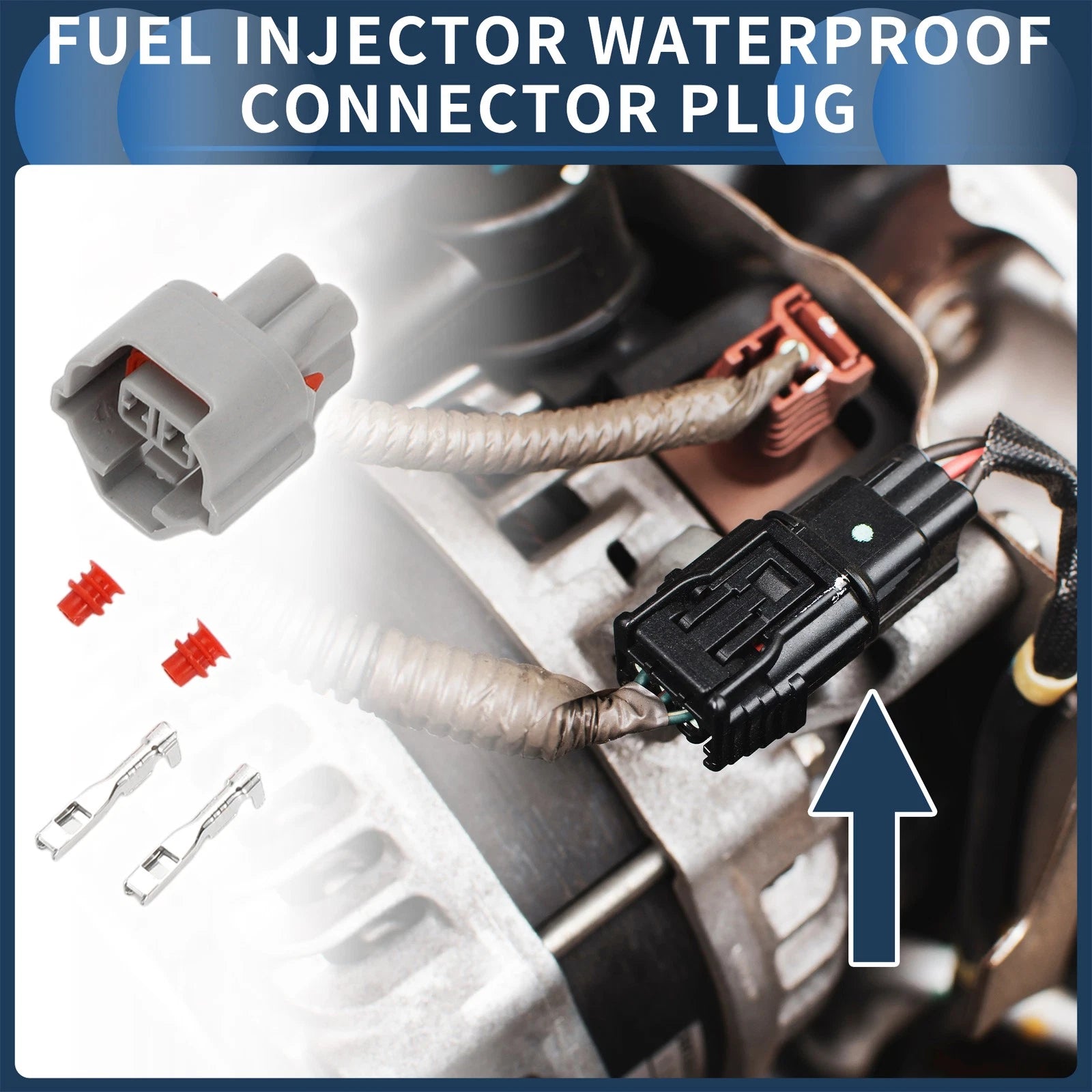 2 Pin Fuel Injector Waterproof Connector Plug for Nissan (Gray) (1 Set)
