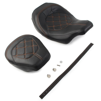 Suture Driver Passenger Seat for Harley Touring Road Glide (2009–2022) Orange