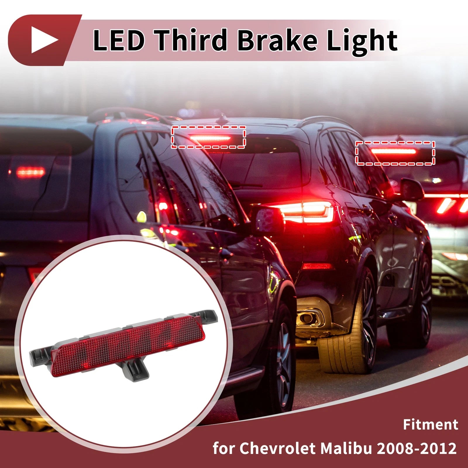 Third Brake Light Red LED High Mount Replacement for Chevrolet Malibu (2008–2012)