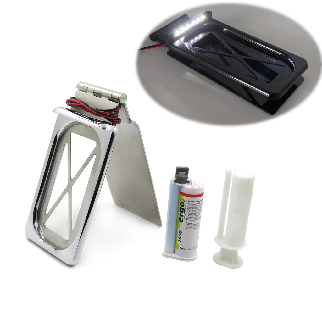 Folding Tag Bracket License Plate LED Light for Touring (w/ Hard ABS Bag)