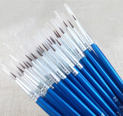 10Pcs Nylon Hair Round Pointed Tip Paint Brushes for Artists