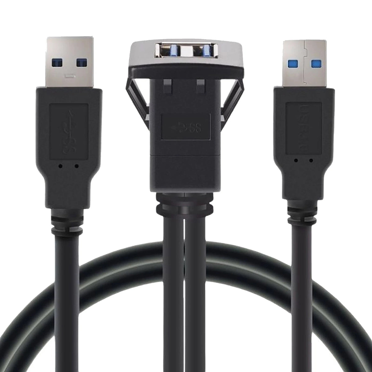 USB 3.0 Dual Port Flush Mount Panel Extension Cable for Car Boat Vehicle