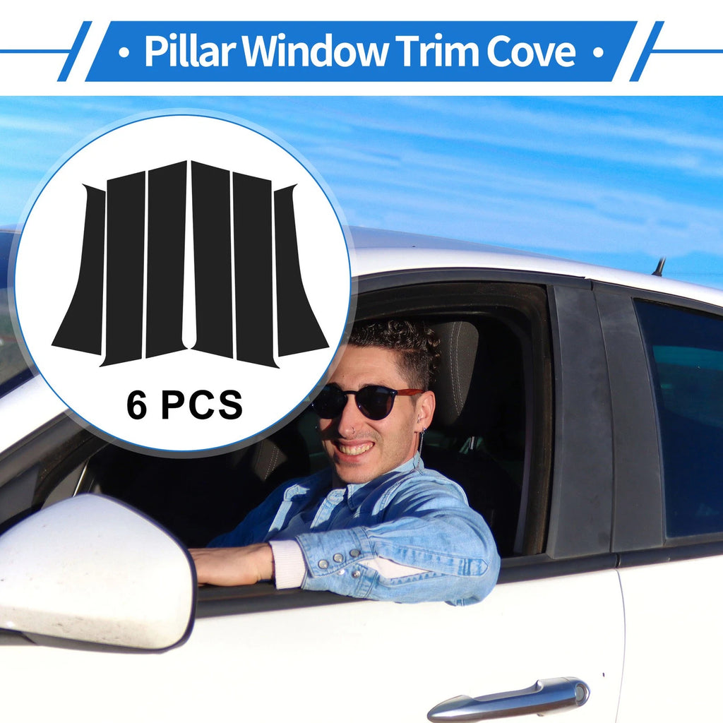 6 Pcs Door Pillar Window Trim Replacement for Mitsubishi Outlander (2014–2020) Black