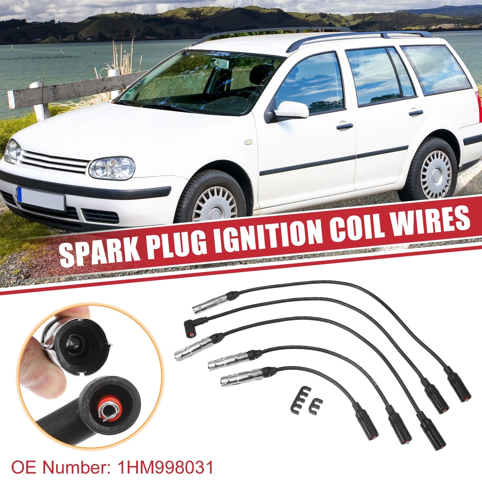5 Pcs Spark Plug Wire Set Replacement for Volkswagen Jetta (2011–2018)
