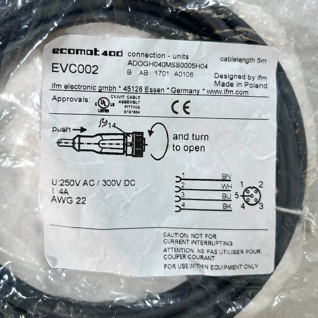 IFM EVC002 Sensor Cable for Ecomat 400 M12 (15FT)