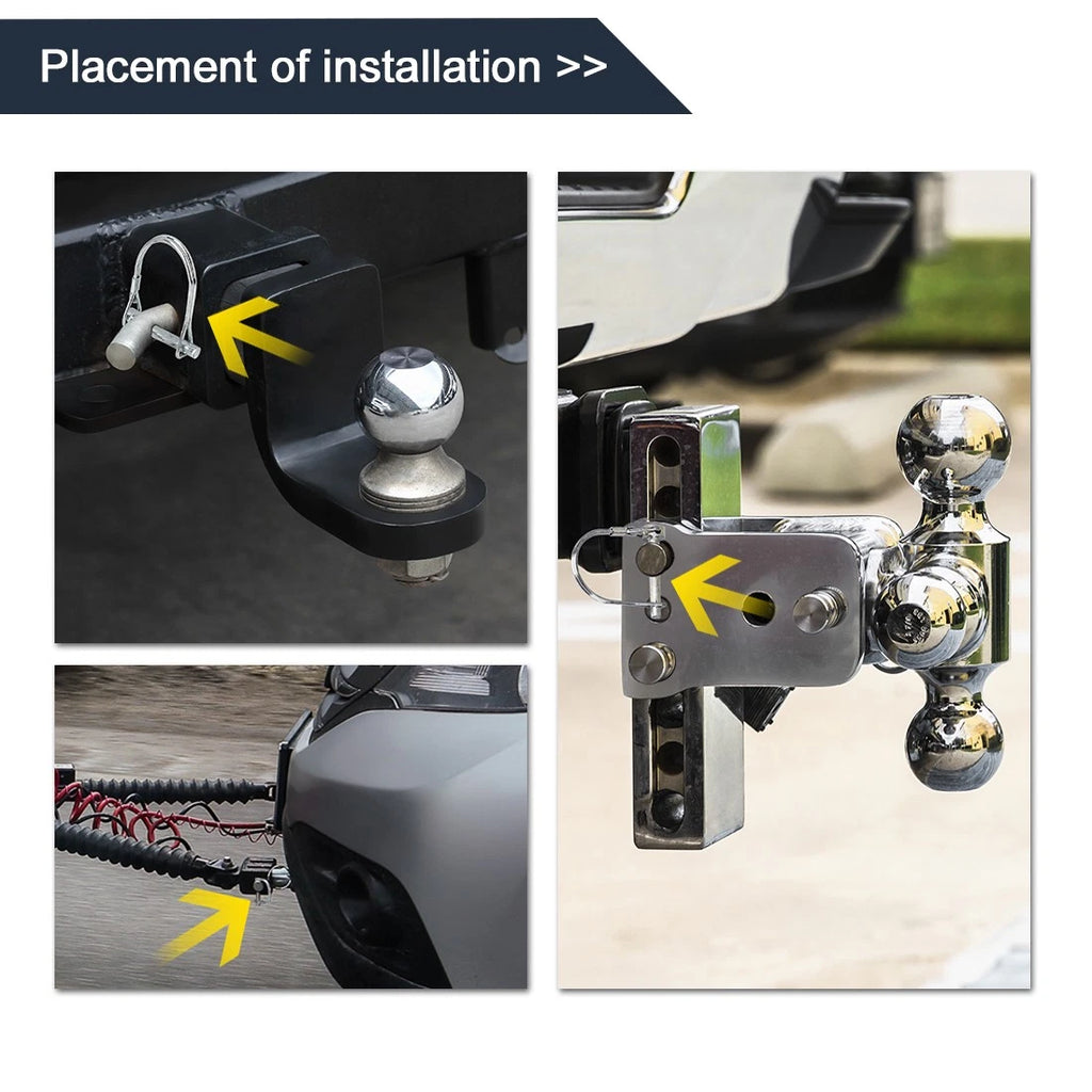 Trailer Coupler Safety Pin Set Locking for Car Boat D Shape 2.76x0.39 (4pcs)