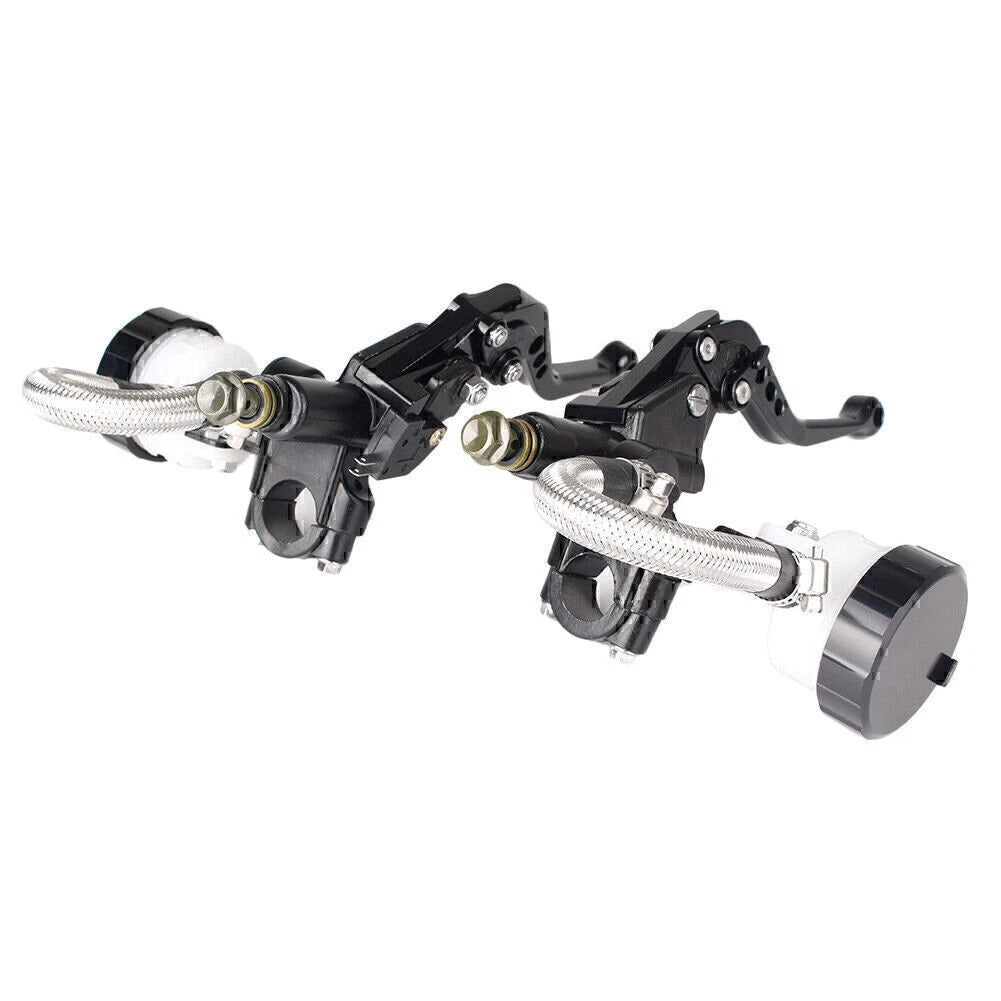 New Motorcycle Universal Clutch Brake Levers Master Cylinder Reservoir 7/8"