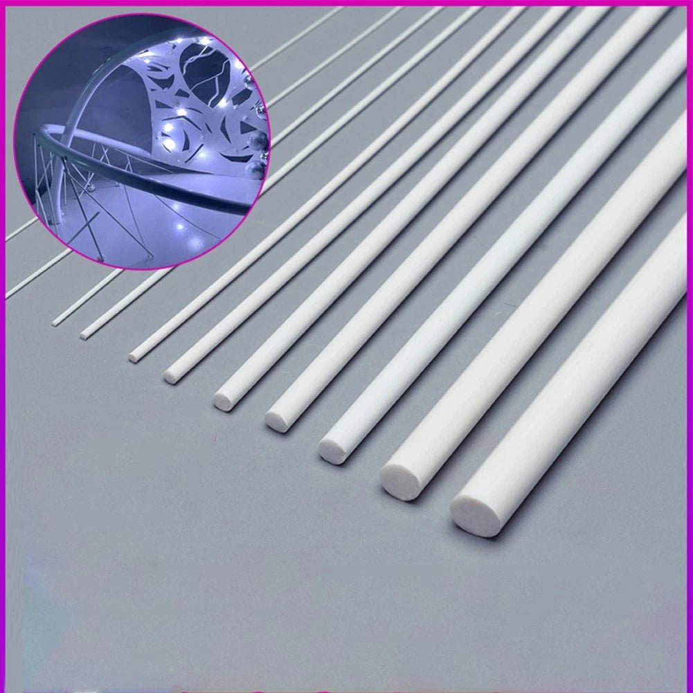 Plastic Rods Solid Bar Round Tube for Various Applications (250mm x 1/2/3/4/5/6mm)
