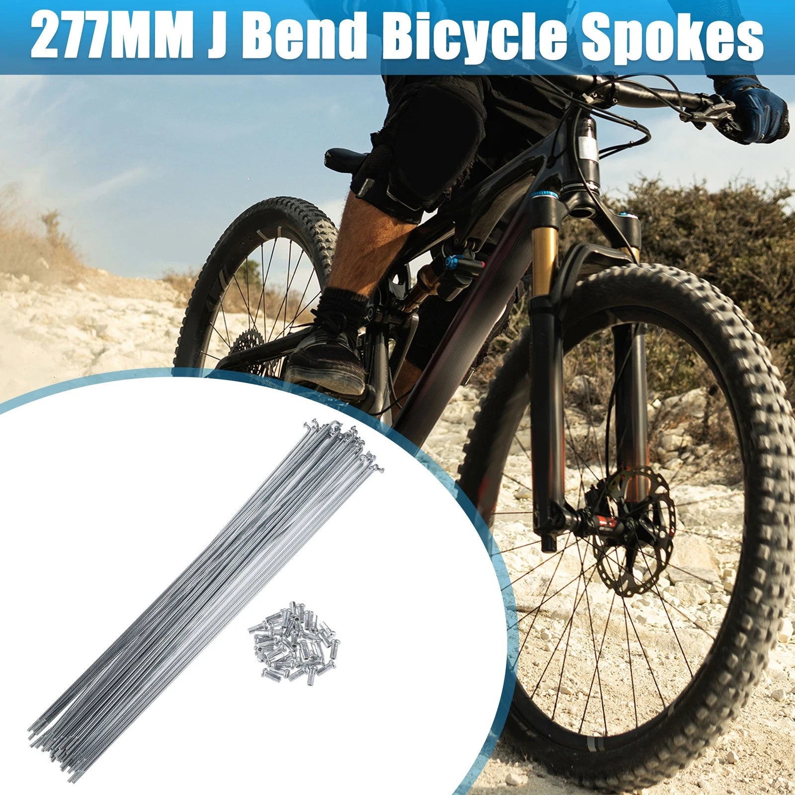 36pcs Bicycle Spokes J Bend 14G 277mm with Nipples for Universal Fit