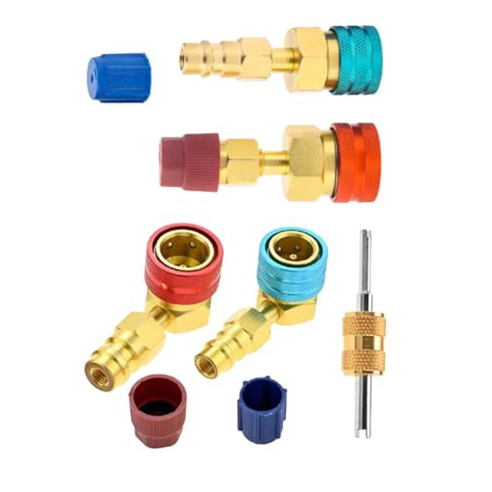 R1234yf to R134a AC Adapter Kit with Brass Quick Couplers
