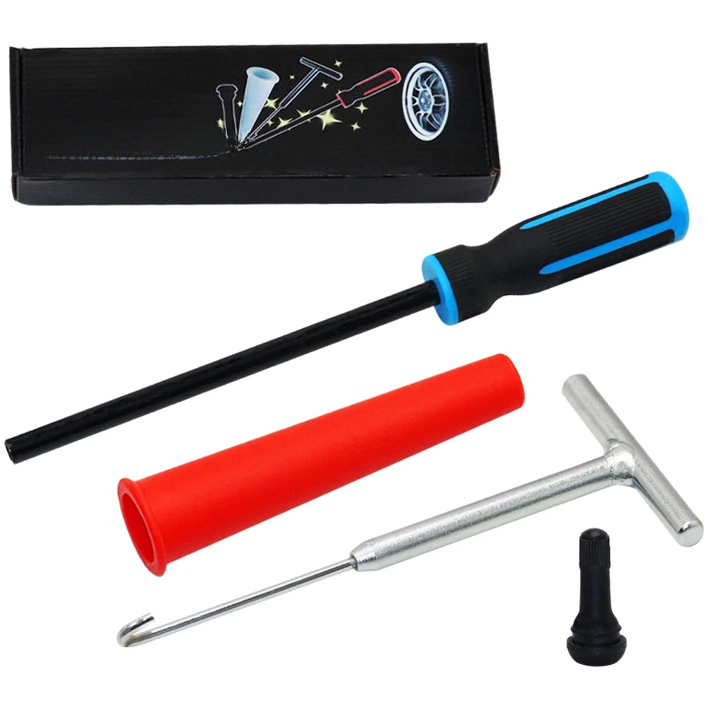 Valve Stem Tool Kit with T-Hook Steel Tools and Nylon Positioning Tubes