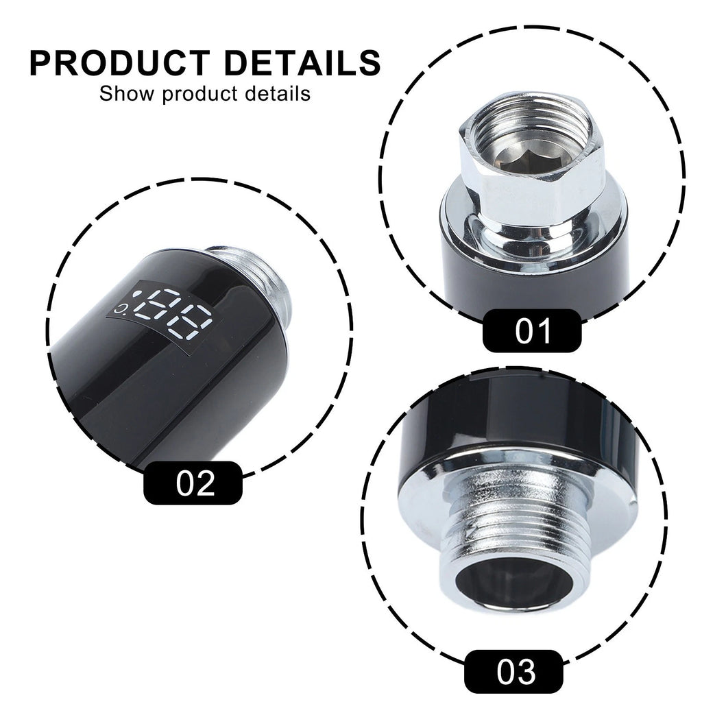 LED Water Temperature Display Shower Head for Universal Fit