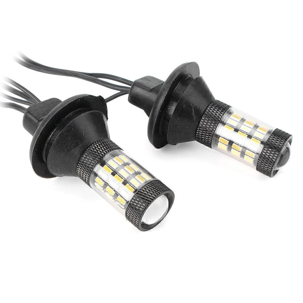 2X 1156 P21W Dual-Color Switchback LED Turn Signal Lights for Automotive