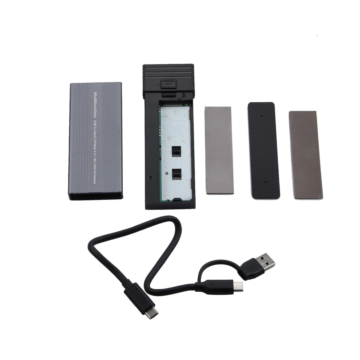 M.2 NVMe SATA SSD Enclosure Adapter Case Type-C Hub