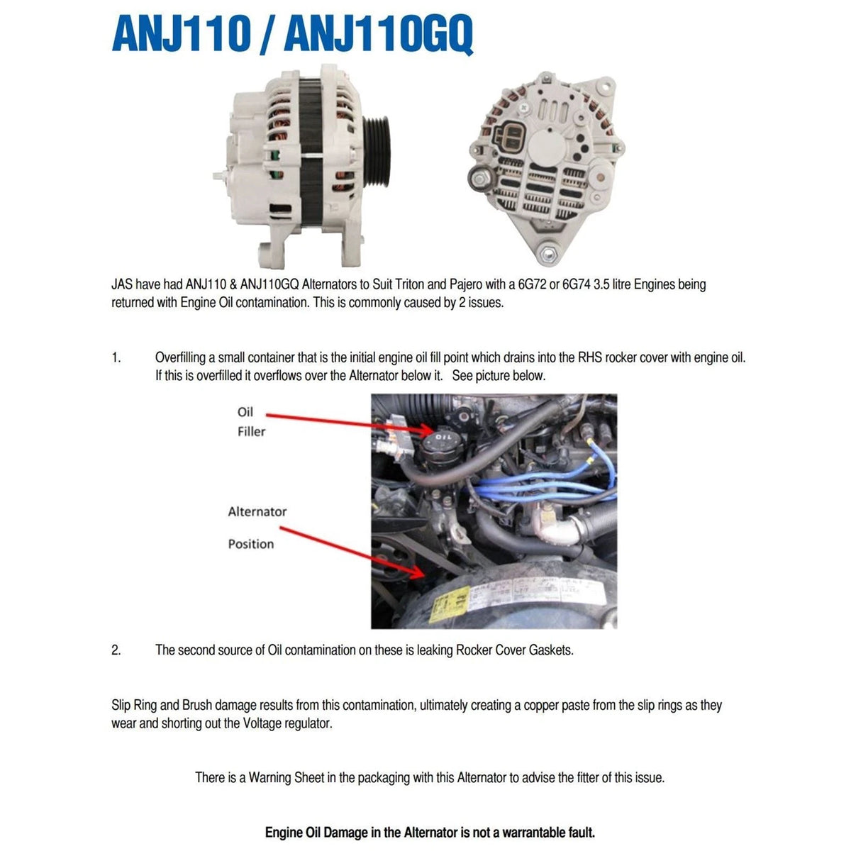 Alternator for Mitsubishi Triton MK V6 3.0L 6G72 (1996–2006)