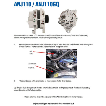 Alternator for Mitsubishi Triton MK V6 3.0L 6G72 (1996–2006)
