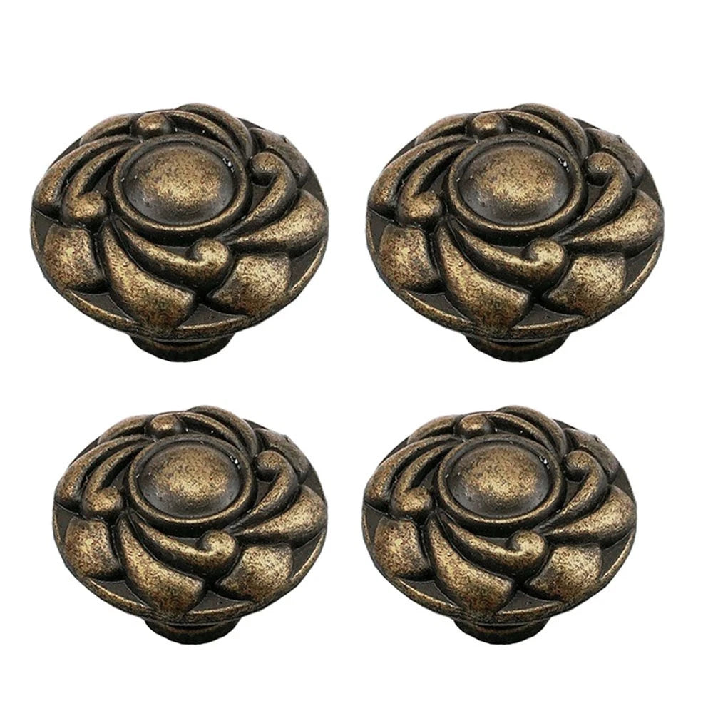 2Pcs Vintage Flower Drawer Knob Pull Handle for Jewelry Box Cabinet