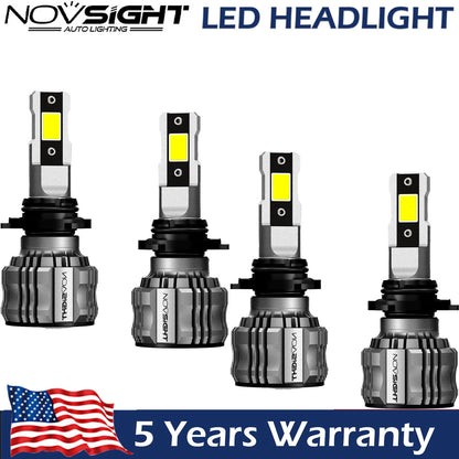 Set of 4 9006 + 9005 LED Headlight Kit Combo Bulbs 6500K High Low Beam