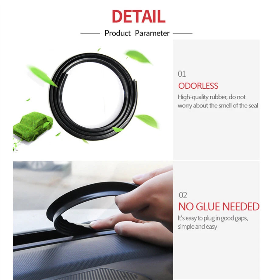 63" Windshield Seal Strip for Car (Soundproof, Rubber)