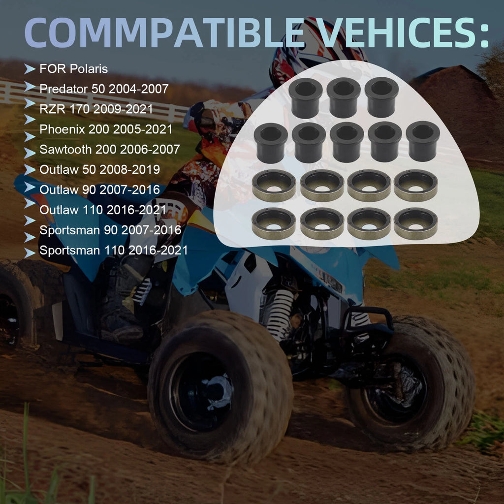 Set of 8 Front A-Arm Bushings w/ Cap for Polaris Sportsman 90 110 (2007–2021)