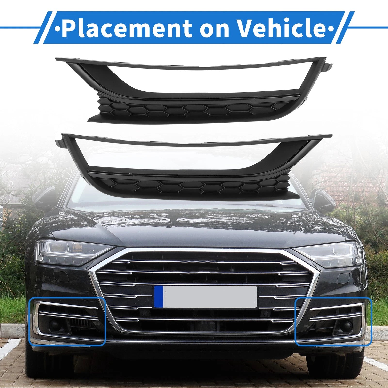 Front Fog Light Grill Pair Replacement for Volkswagen Passat (2006–2014)