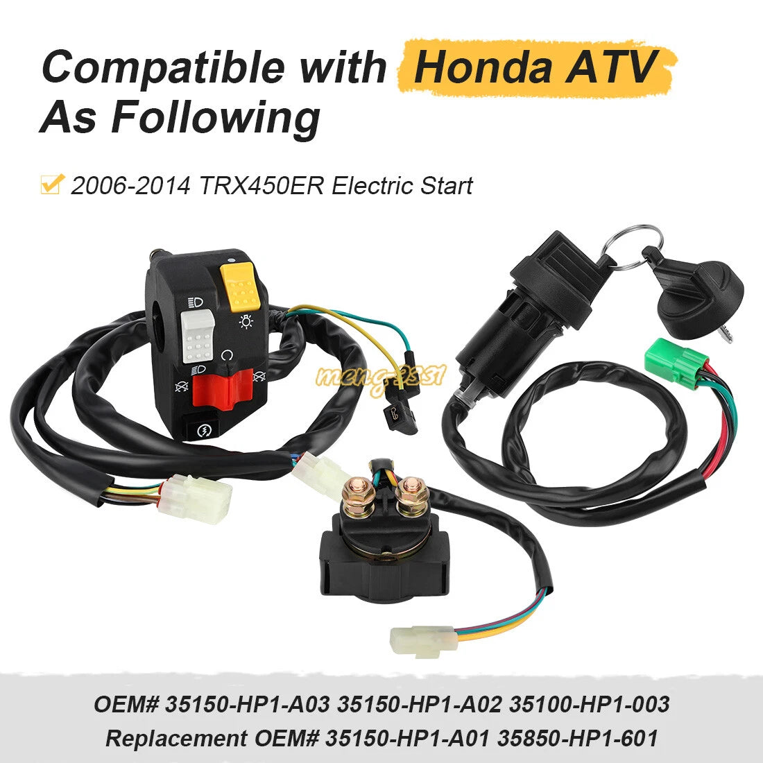 Handlebar Key Starter Relay Switch Kit for Honda TRX450ER (2006–2014)