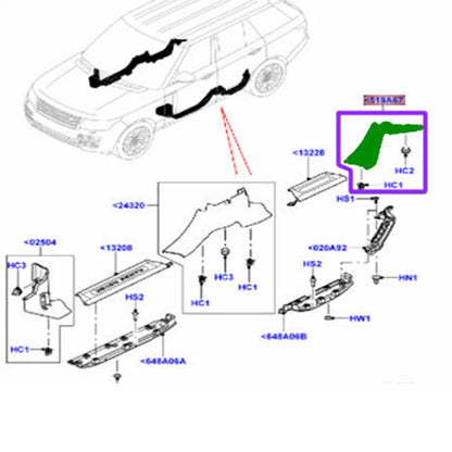 C Pillar Trim Lower Panel Molding Cover for Land Rover Range Rover (2013–2020)