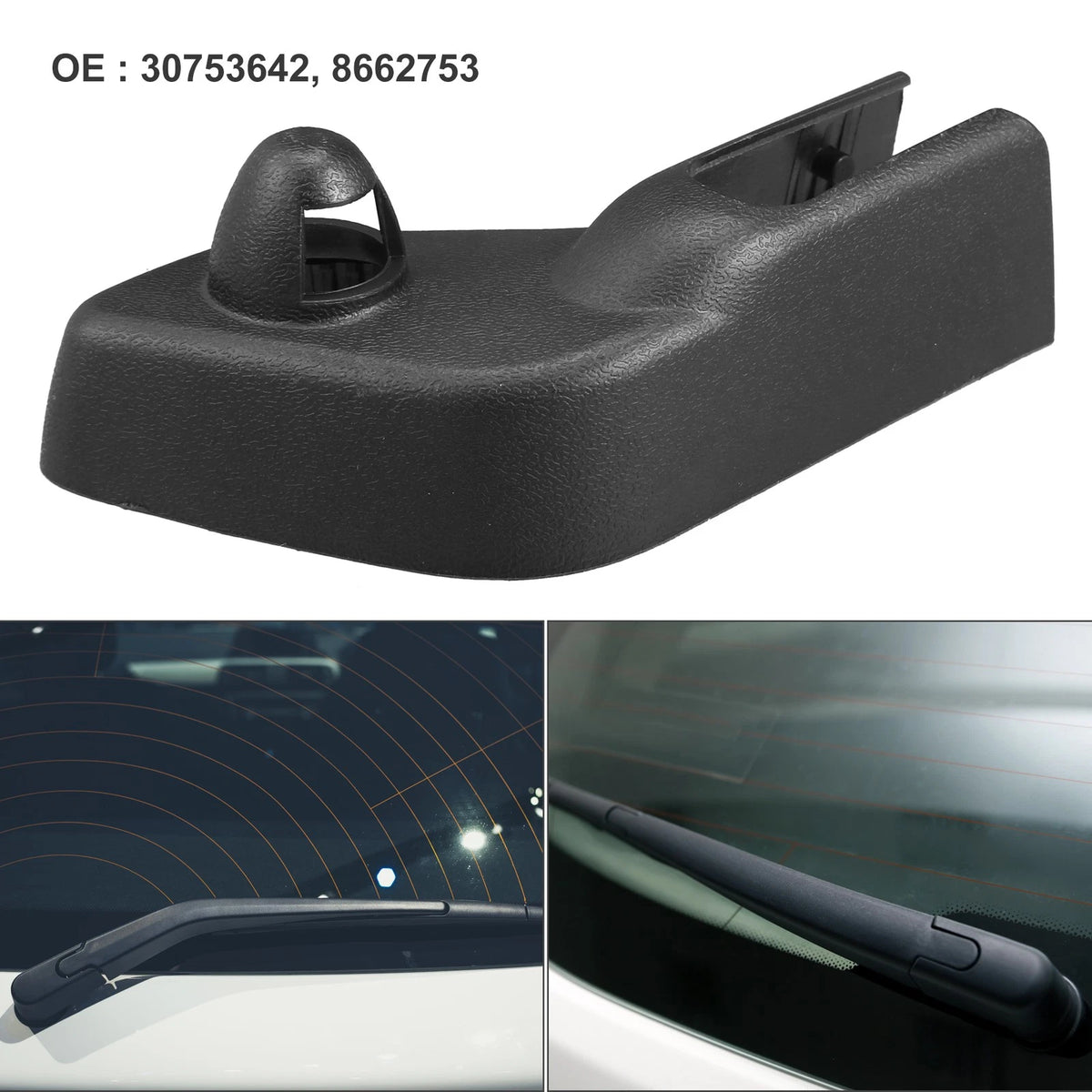 Rear Windshield Wiper Arm Nut Cap 30753642 for Volvo V70 (2001–2007) Black