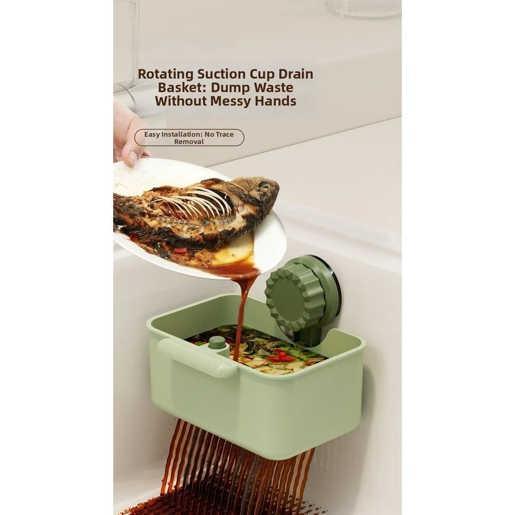 Rotating Suction Drain Basket for Kitchen Sink (One Touch Bottom Opening)
